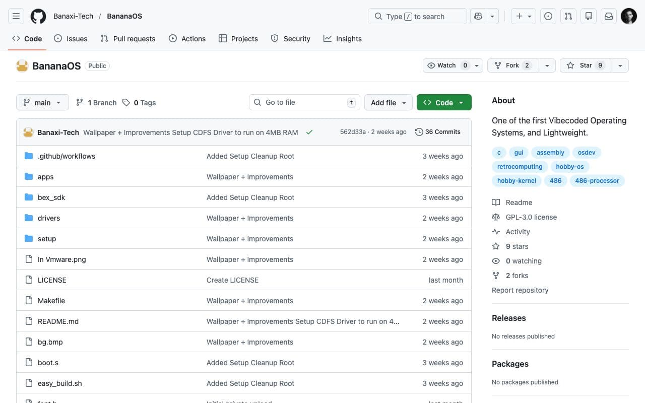 BananaOS screenshot 1