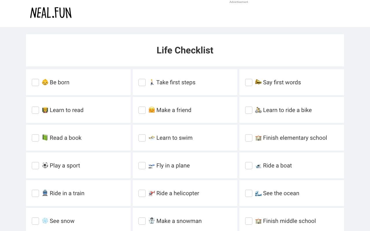 Life Checklist screenshot 1